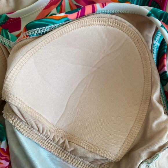 NEW KONA SOL Tropical Floral One Piece Swimsuit Small Colorful Full Coverage - Picture 4 of 7